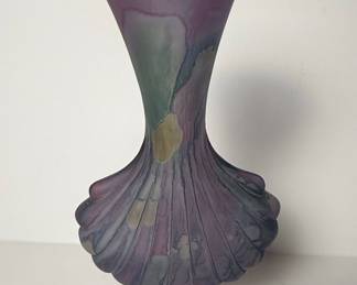 Reuven Art Glass Hand Painted Vase