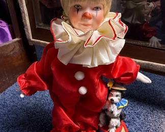 1990 Reco McClelland Children's Circus Tommy the Clown Porcelain Doll