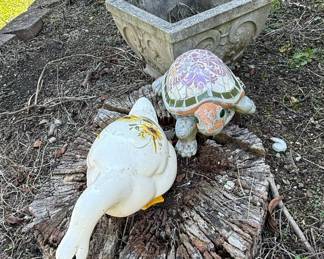 Garden Decor Turtle and Goose Figures