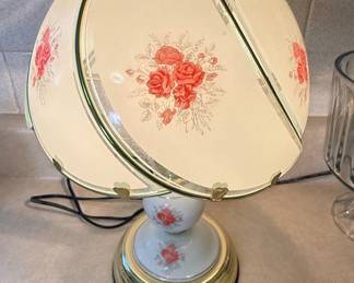Vintage Floral Panel Glass Lamp