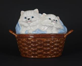 Alberta's Mold Ceramic Persian Cat Basket Cookie Jar