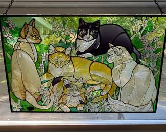 Cats Stained Glass Panel