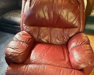 Red Leather Recliner Armchair