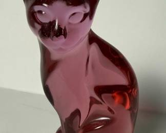 Fenton 95th Anniversary Glass Cat Figurine
