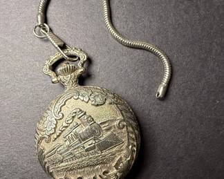 Unitron Train Motif Pocket Watch