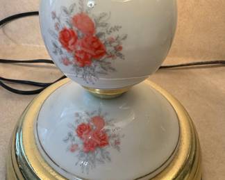 Vintage Floral Panel Glass Lamp