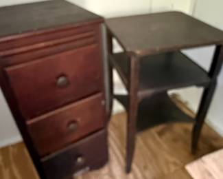 Vintage Wood Nightstand and Side Table