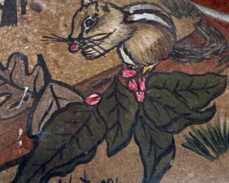 Vintage 1986 Hand-Painted Chipmunk Welcome Rock