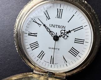Unitron Train Motif Pocket Watch