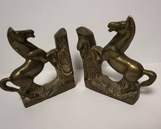 Vintage Brass Rearing Horse Bookends