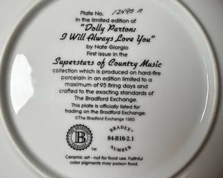 Bradford Exchange Dolly Parton I Will Always Love You Collector Plate