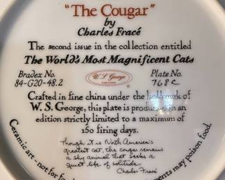 W.S. George The World's Most Magnificent Cats Limited Edition Plate Collection