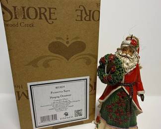 Jim Shore Heartwood Creek Poinsettia Santa Hanging Ornament #4053834