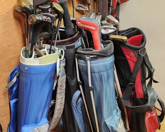 Golf clubs and bags
