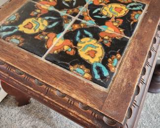 Vintage Spanish Revival tile top table