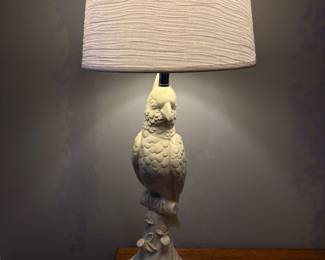 very cute blanc de chine white porcelain parrot lamp