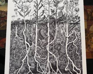Signed and numbered lithographs by Gerald Wise (1941-2021). Gerald Wise was a noted artist, known for his highly detailed surreal Escher style drawings that frequently addressed current events and social issues. Jerry graduated from Wheaton College in Illinois, and then earned a MA and MFA from Northern Illinois University. He had a lengthy career as a professor of art at the University of Minnesota, Mankato, and at Westfield State University, Westfield, MA, where he retired as Professor Emeritus in 2016. He was also a Fellow at the Fine Arts Work Center in Provincetown, MA.
