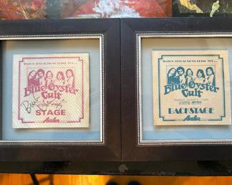 framed and autographed back stage passes, Blue Oyster Cult