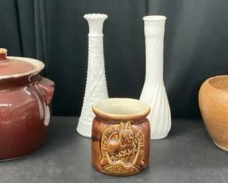 Ceramic Pots Milk Glass