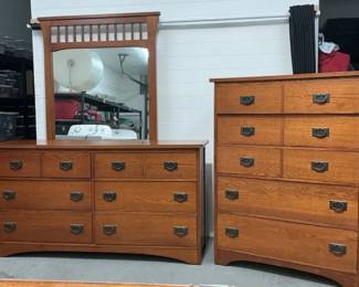 01 Vaughan Bassett Dresser, Mirror, Tall Dresser Set
