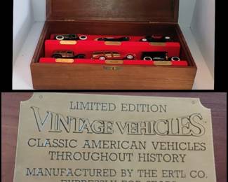 Sears Ertl Vintage Vehicles Limited Edition Diecast Car Set Wood Display Case