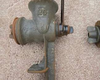 Keystone  number 20, manufactured in Boyertown, Pennsylvania. Cast iron meat grinder
