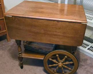 Vintage drop leaf tea cart