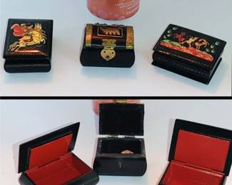 Vintage Russion trinket boxes ( left & right)