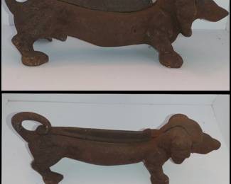 Old Rusty cast iron dachshund boot scraper