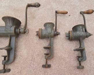 Vintage cast iron meat grinders