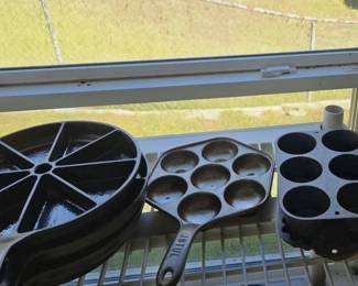 Corn bread pans -pop over pans -JOTUL Cast Iron AEBLESKIVER / Norwegian Puff Ball PAN