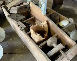 Vintage wooden box with antique door handles