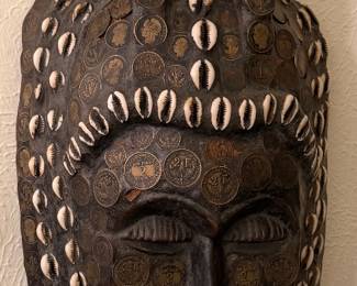 Marka mask Mali w cowrie shells & French coins