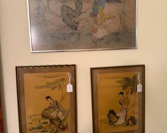 Japanese watercolor on silk, etc