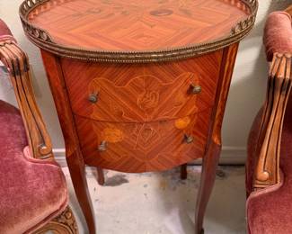 Sweet little French inlaid WOOD side table