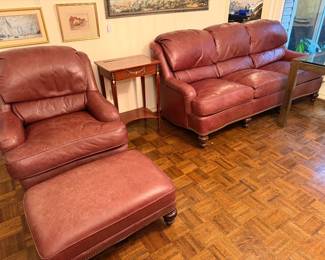 Old Hickory leather couch, chair & ottoman