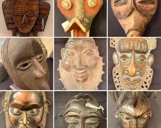 Carved wood & metal masks
