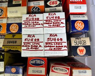 Lot 14: Lot of Assorted 5U4GB, 5AS4A, 5U4G Tubes - General Electric, RCA, Sylvania