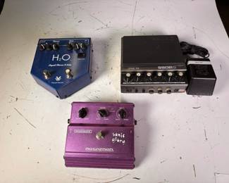 Lot 445: Lot Of (3) Pro Audio: Boss DRP-II Dr Pad Vintage Drum Synth & Visual Sound H2O Chorus Echo Delay Pedal, Rocktron Sonic Glory