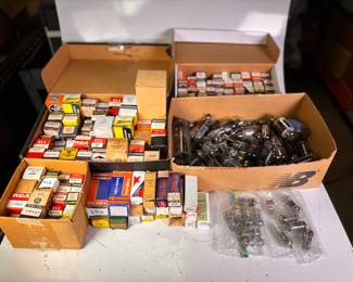 Lot 134: Lot Of Audiophile And Military-Spec Vacuum Tubes Including GE JAN 6072A Dual Triode, Tung-Sol 12BH7A Twin Triode, Sylvania 6SN7GTB Dual Triode, Zenith 6JE6C / 6LQ6 Beam Power Tube, Raytheon JAN 703A Radar Transmitting Tube