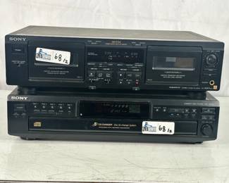 Lot 68: Lot Of (2) Sony Vintage Stereos Sony ES TC-WA7ESA Dual Cassette Deck + Sony CDP-CE345 5-Disc Carousel CD Player