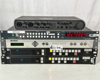 Lot 549: Lot Of (5) Broadcast & Studio Production Assets Including (2) Barco PDS-902 3G Presentation Switchers, (1) Kramer SD-7588V SDI Matrix Switcher, (1) Gentner DH30 Telephone Hybrid, (1) Avid Mbox Pro Audio Interface