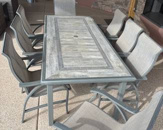 Aluminum Umbrella Patio Tables And Chairs