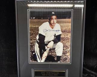 Lot #153 Joe DiMaggio Signed Photo NY Yankees HOF 1955 Framed Autograph Baseball
