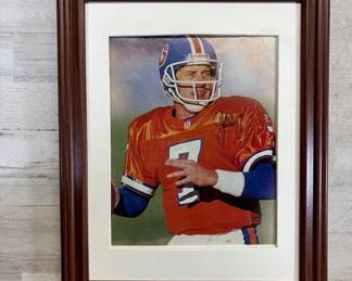 Lot #264 John Elway #7 Autographed Denver Broncos Photo Framed Orange Jersey NFL