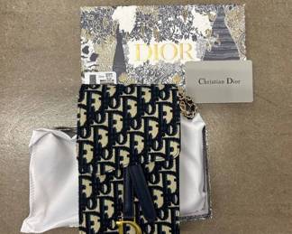 Lot #214 Dior Oblique Monogram Style Saddle Pouch Chain Bag Navy Blue Jacquard Replica