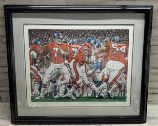 Lot #271 Denver Broncos John Elway #7 Limited Ed Lithograph 170/425 Signed Framed Art