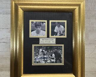 Lot #273 Joe DiMaggio NY Yankees Signed Photo Framed Display Hall of Fame 1955