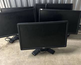 Lot #194 Lot of 5 Dell Black LCD Flat Screen Computer Monitors with Stands and Cables