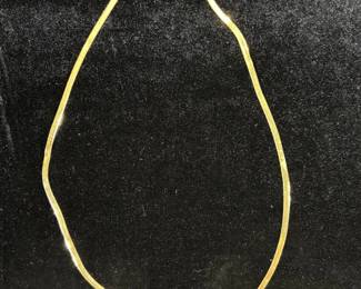 Lot #63 14K Yellow Gold Herringbone Chain Necklace Flat Snake Link Lobster Clasp